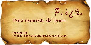 Petrikovich Ágnes névjegykártya