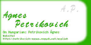 agnes petrikovich business card